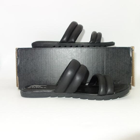 New Sorel Ella Puff Black Slides Sandals Shoes Women's 6.5 - Picture 5 of 8